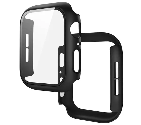 Bizon Case+Glass Watch do Apple Watch SE 3 / SE 2 / SE / 6 / 5 / 4 44mm Matowy czarny