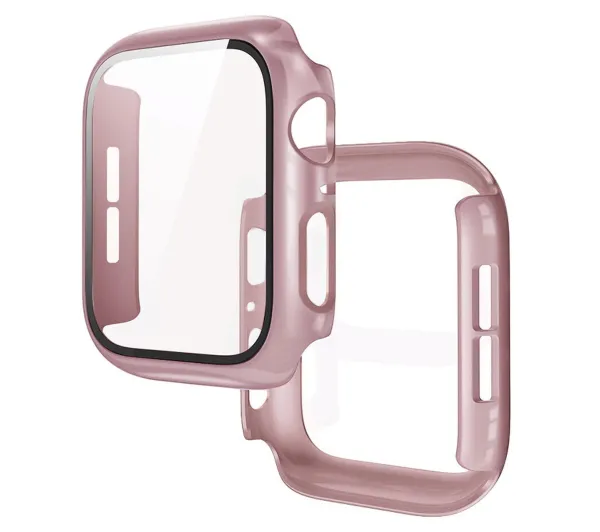 Bizon Case+Glass Watch do Apple Watch SE 3 / SE 2 / SE / 6 / 5 / 4 40mm Satynowy różowy
