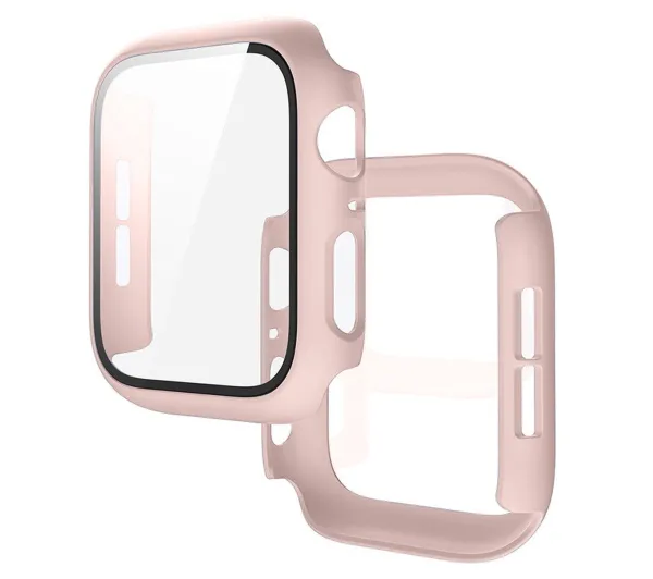 Bizon Case+Glass Watch do Apple Watch SE 3 / SE 2 / SE / 6 / 5 / 4 40mm Matowy różowy