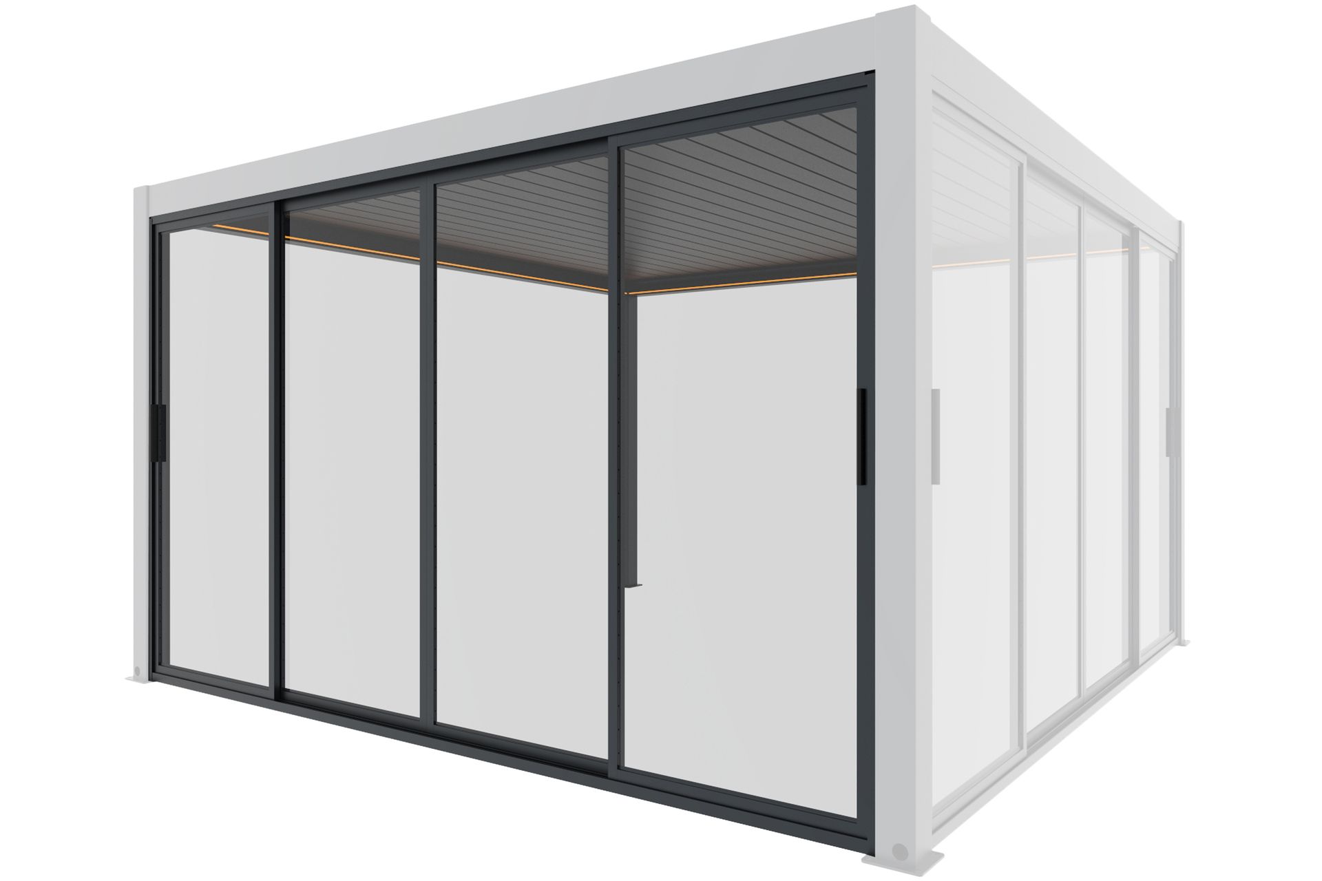 Schatler Przesuwna ścianka szklana 4 m do pergoli Nova Lux Alu