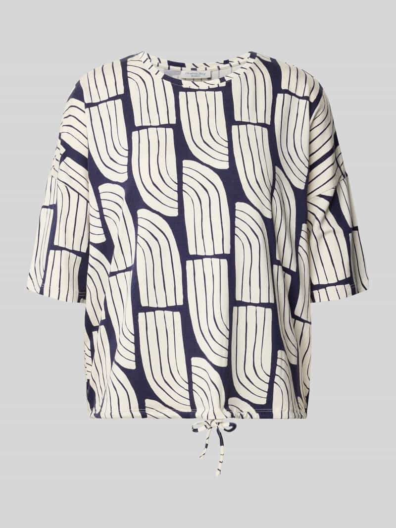 T-shirt z mieszanki wiskozy i elastanu ze wzorem na całej powierzchni