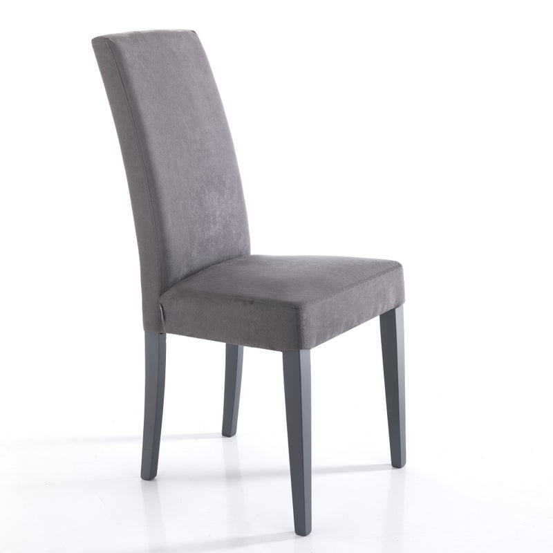 Zestaw 2 krzeseł LELLA GREY – szara mikrofibra, lakierowane drewno, włoskie, jadalnia