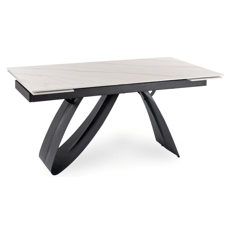 Stół Rozkładany DEVON 160-220 cm Ceramiczny Biały Marmur/Czarny