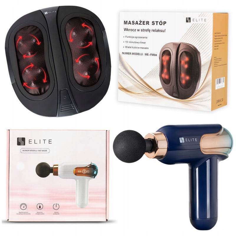 Zestaw Pistolet Masujący Do Ciała Pleców + Masażer do Stóp Nóg Auta