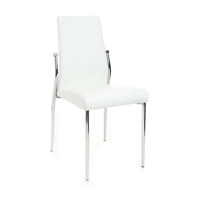 Zestaw 4 krzeseł MARGO' WHITE ze skóry syntetycznej i chromowanymi nogami, H85 W41 D53, do kuchni lub salonu
