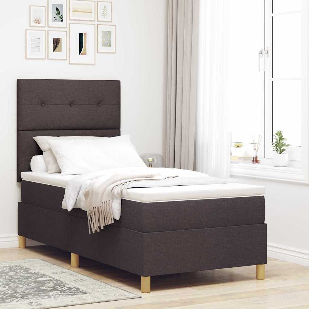 VidaXL Łóżko sprężynowe z materacem Ciemny brąz 80 x 200 cm tkanina