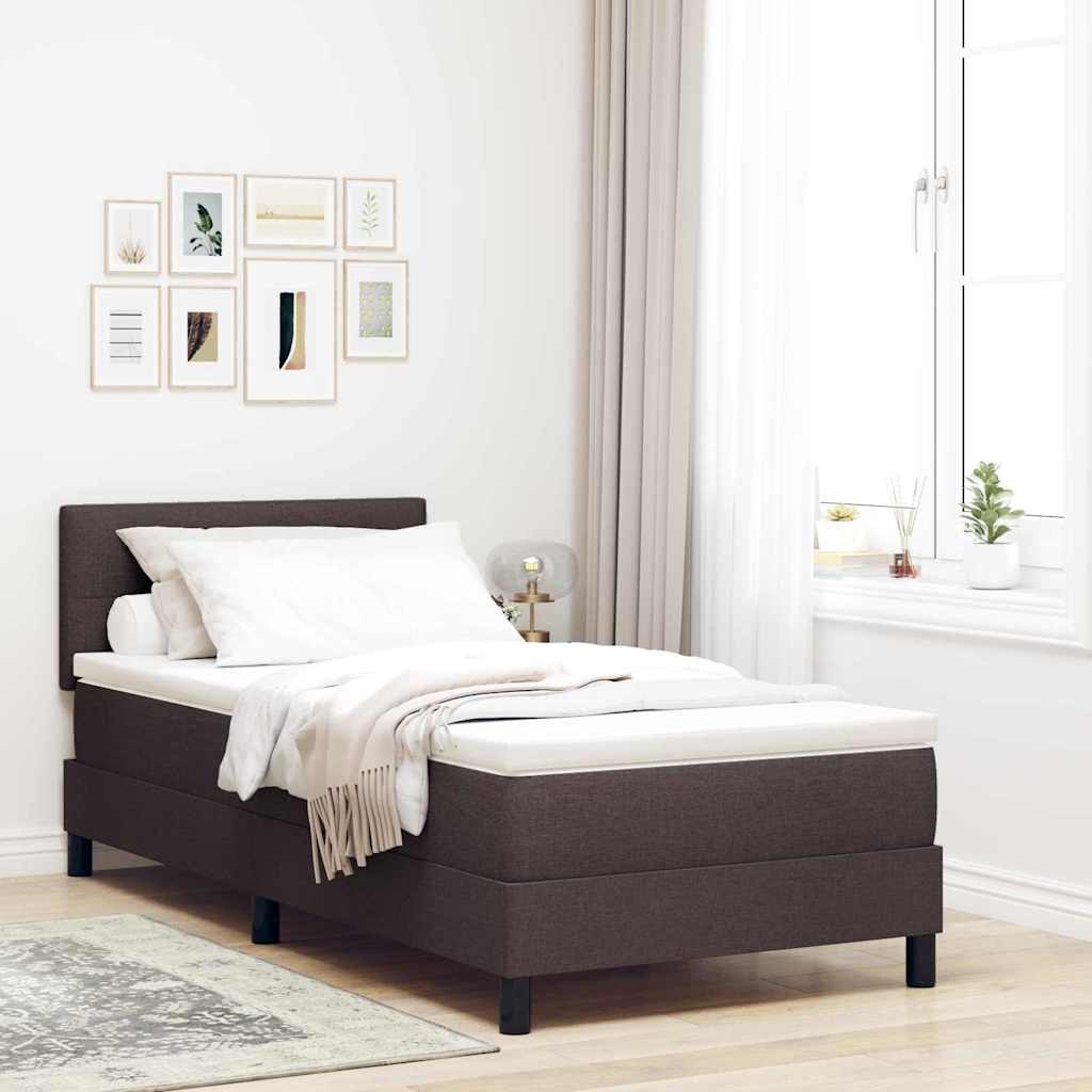 VidaXL Łóżko sprężynowe z materacem Ciemny brąz 80 x 200 cm tkanina