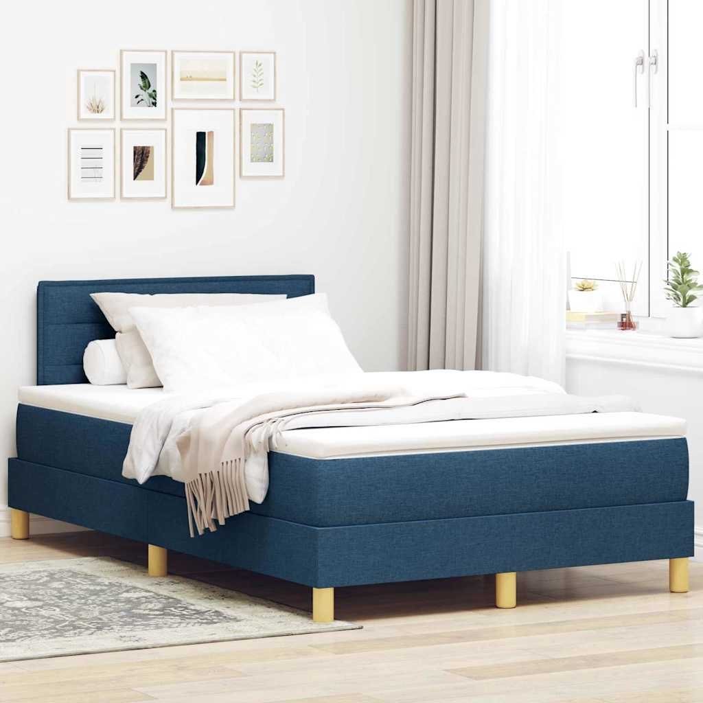 VidaXL Łóżko z sprężyną LED z materacem Niebieski 120 x 200 cm tkanina