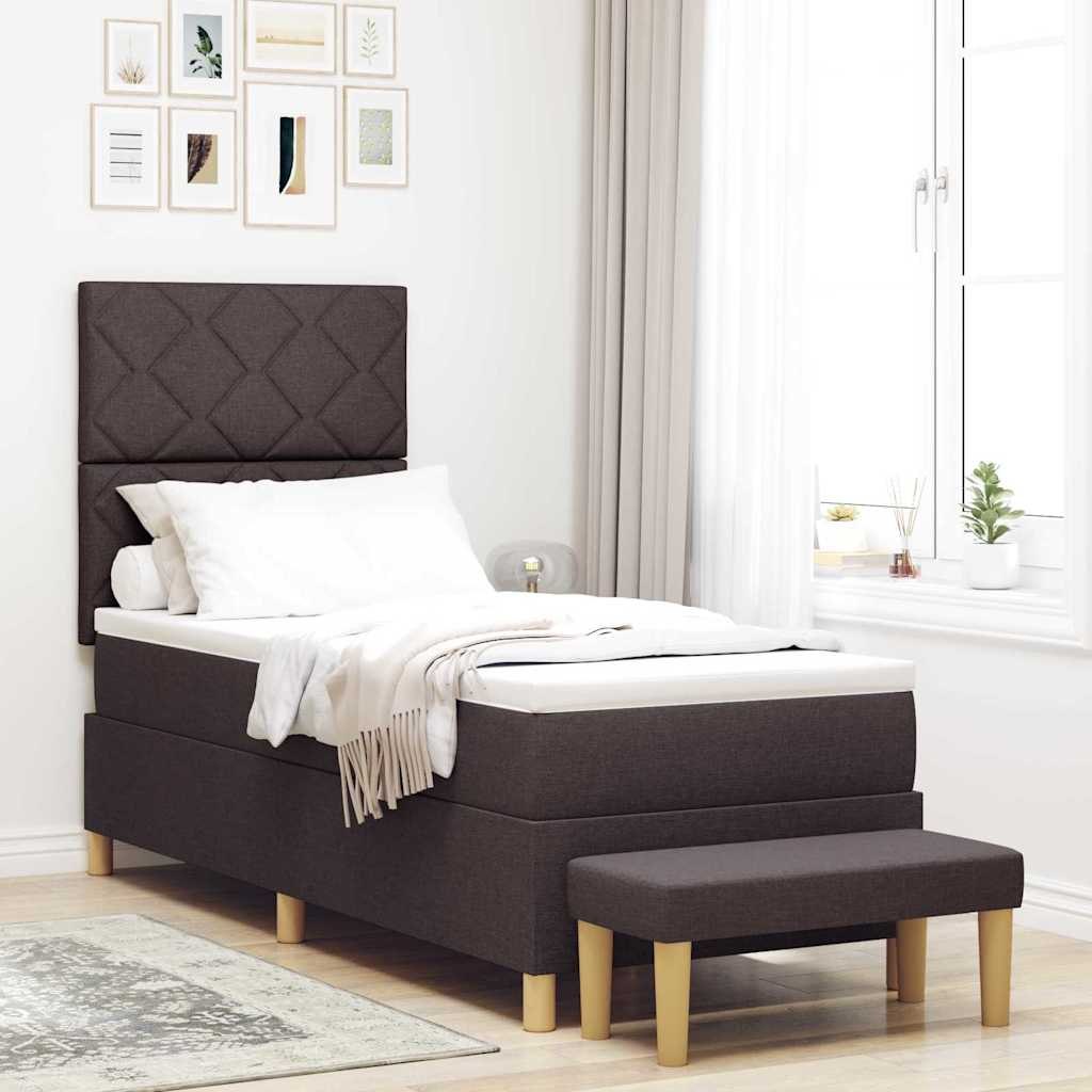 VidaXL Łóżko sprężynowe z materacem ciemnobrązowy 80 x 200 cm tkanina