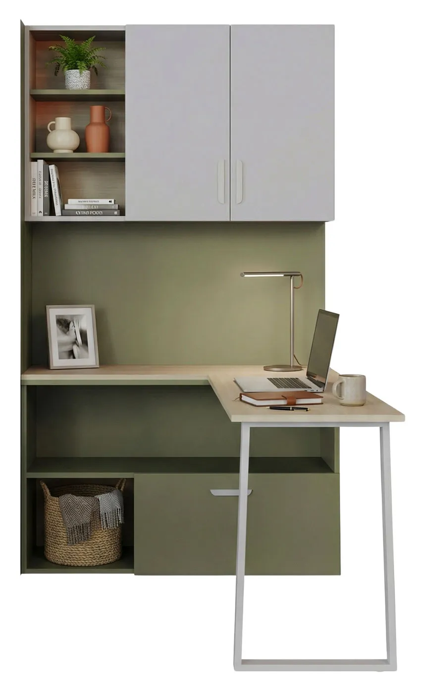 EDINOS Regał z biurkiem dla nastolatka kaszmir + zielony W9-G98