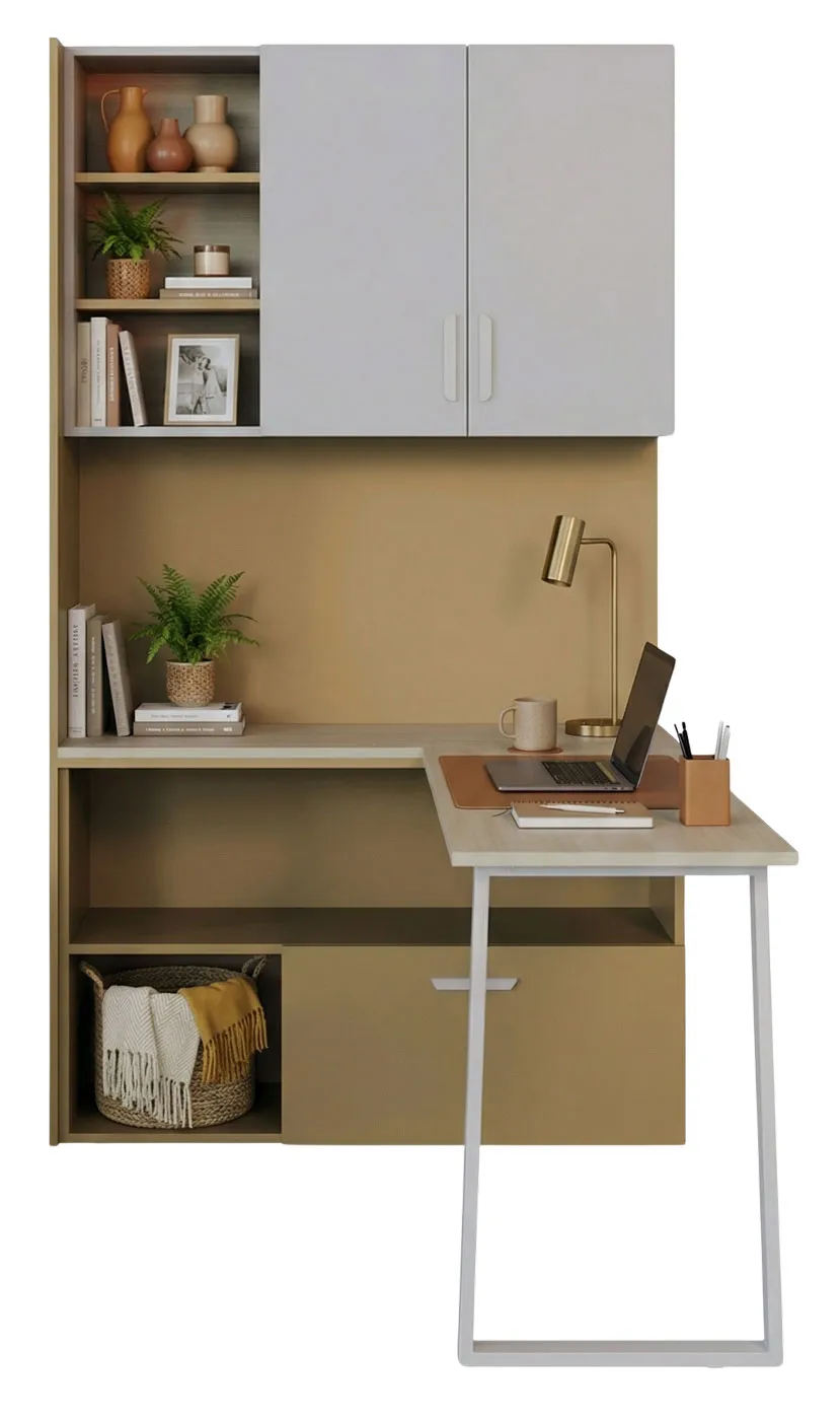 EDINOS Regał z biurkiem dla nastolatka kaszmir + żółty B6-K64