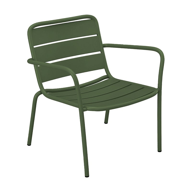 Niski fotel ogrodowy sztaplowany - metalowy - Kaki - MIRMANDE