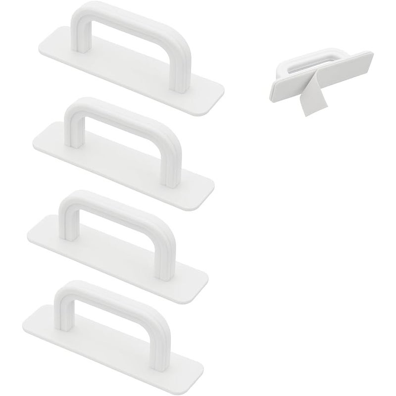 4-częściowe klamki do drzwi, 10 x 2,5 cm, białe, samoprzylepne, klamki do drzwi balkonowych, klamki do drzwi tarasowych, samoprzylepne