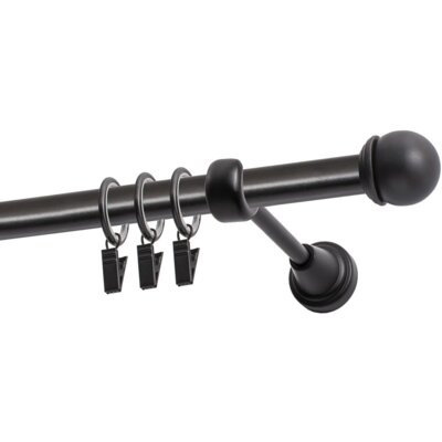 Karnisz DECASTYL Gałka Max z kółkami pojedynczy 240 cm Czarny