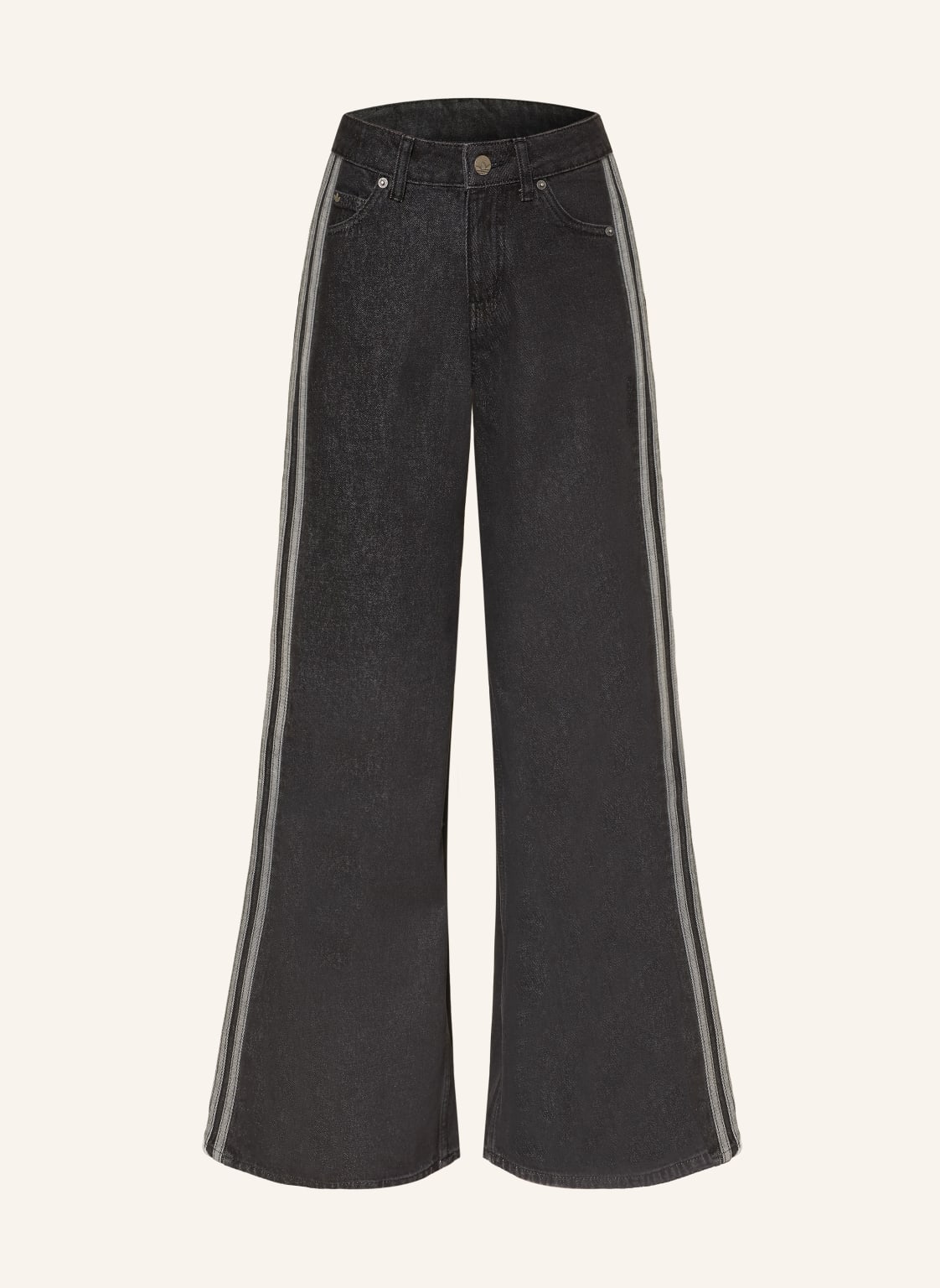 Adidas Originals Dżinsy Z Szerokimi Nogawkami Firebird Z Galonowymi Paskami schwarz