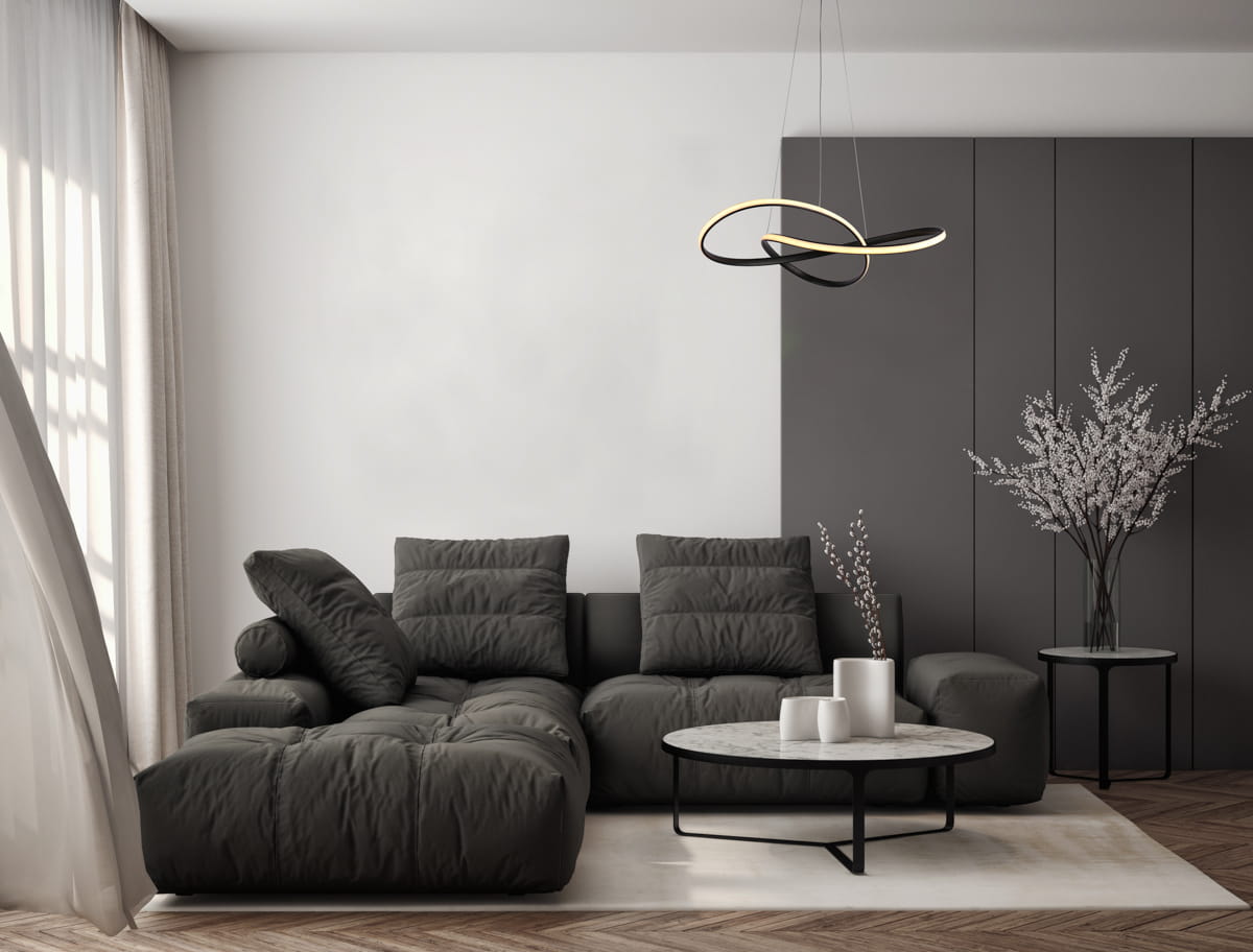 CONSA czarna nowoczesna lampa wisząca LED 40W CCT PND-19221C-BK