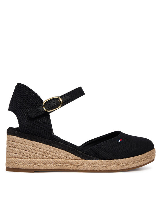 Tommy Hilfiger Espadryle Mid Wedge Espad Closed Toe FW0FW09233 Czarny