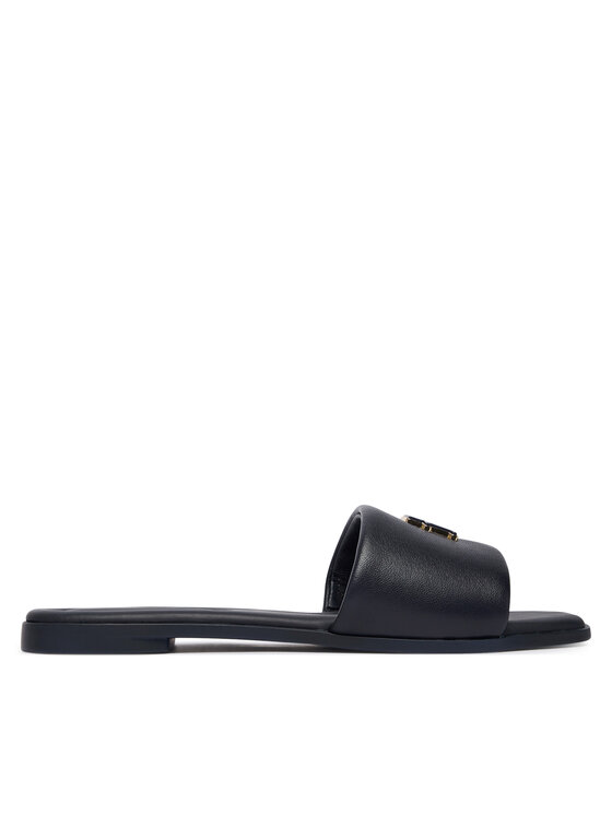 Tommy Hilfiger Klapki Th Logo Hardware Leather Mule FW0FW09292 Granatowy