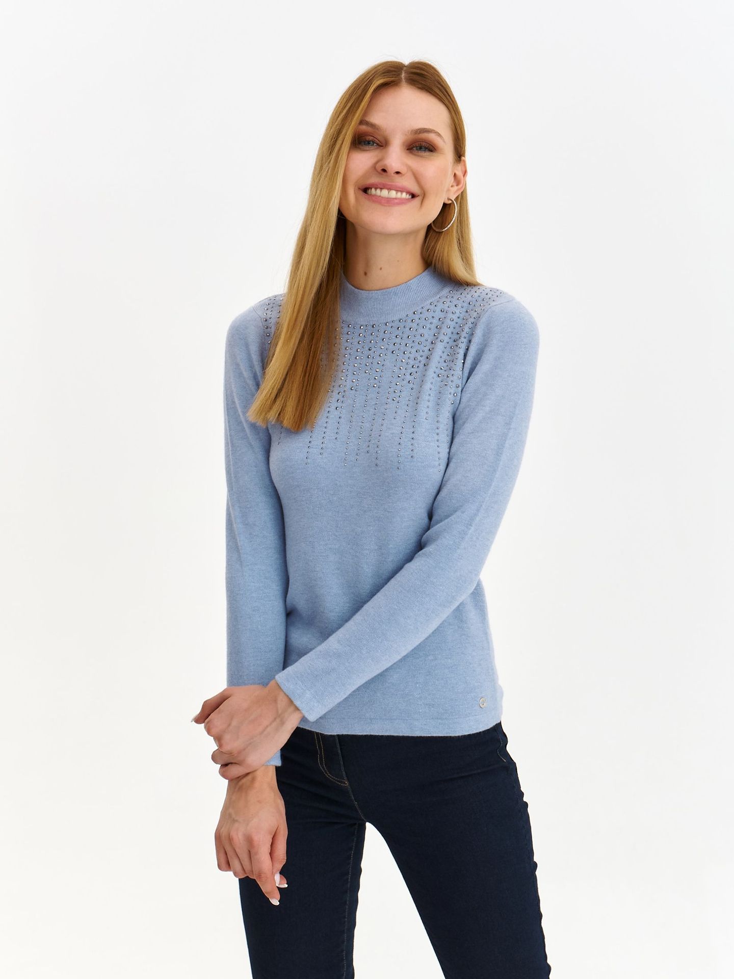 Golfy damskie błękitny - SGO0264BL sweter golf długi rękaw - TOP SECRET - Odzieżowy sklep internetowy TOP SECRET