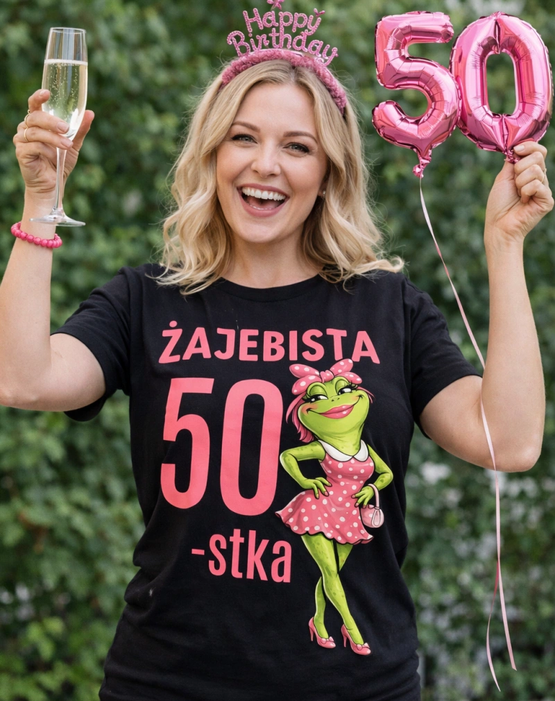 Damska koszulka na 50 urodziny - ŻAJEBISTA 50-tka