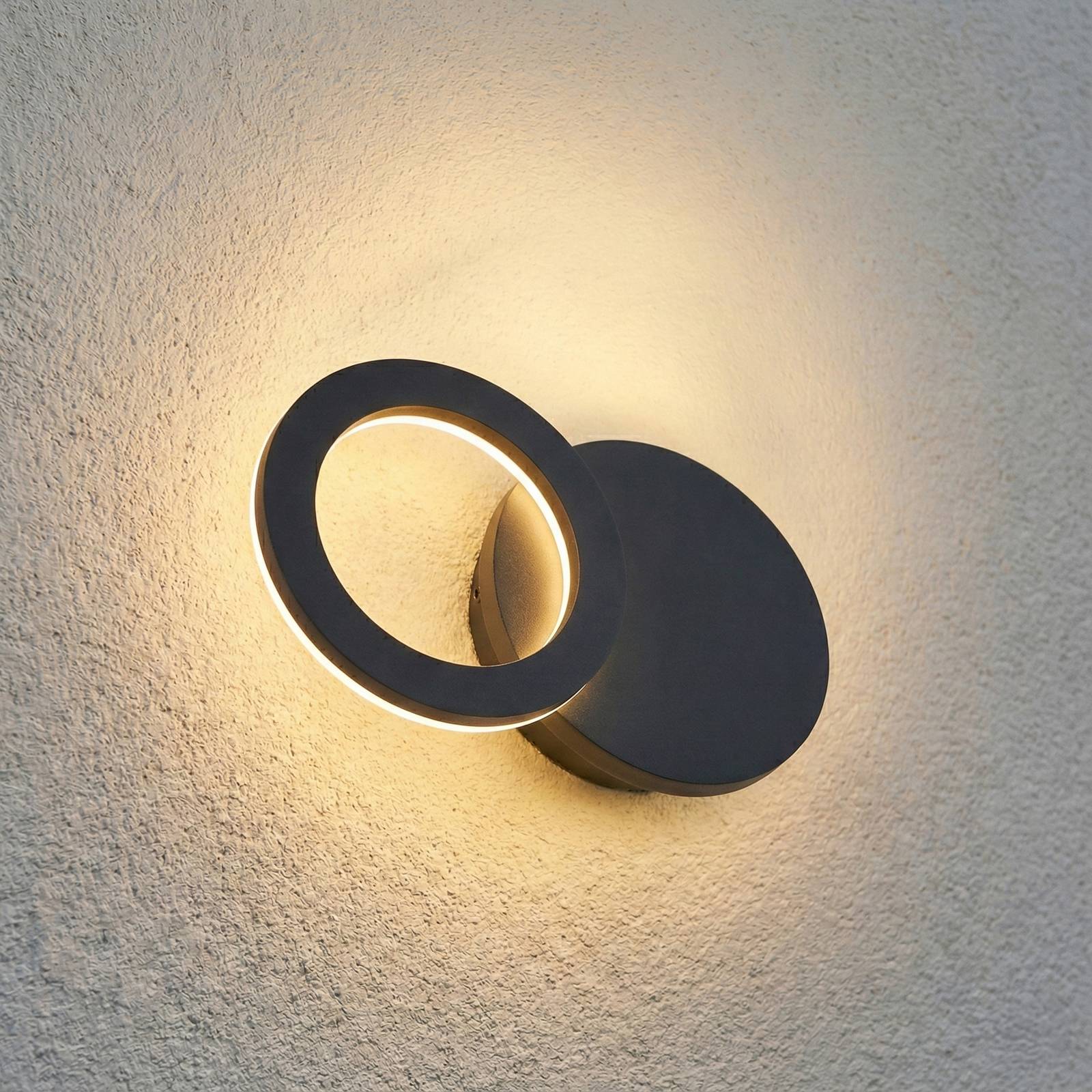 Kinkiet zewnętrzny LED Ilveo Lindby, czarny, salon / jadalnia, aluminium, nowoczesny