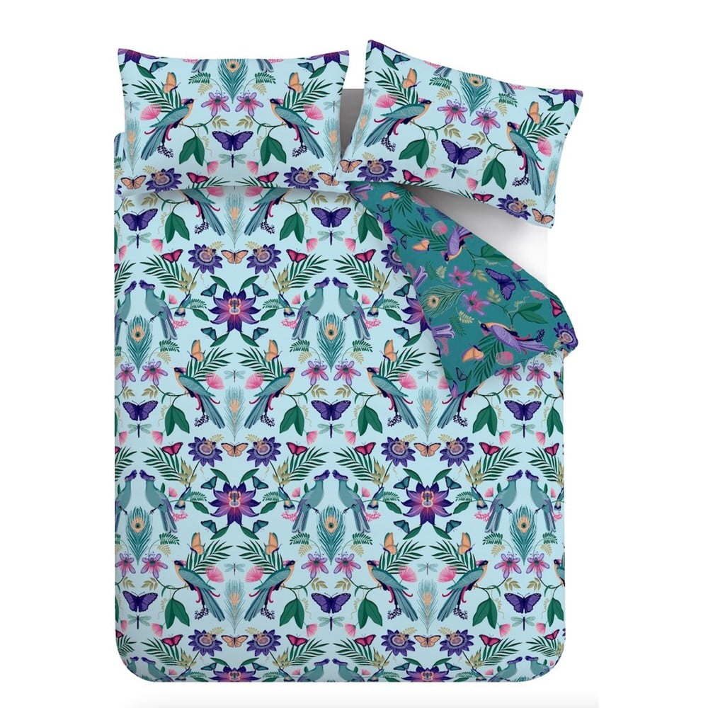 Niebieska pościel dwuosobowa 200x200 cm Mya Tropical Floral – Catherine Lansfield
