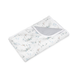 BabyMatex Kocyk bambusowy 75x100 Bamboo biały niebieski zajączki liście