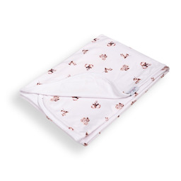BabyMatex Kocyk dziecięcy 75x100 Ines biały różyczki dwustronny bawełniany