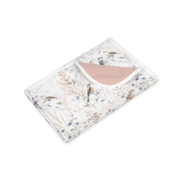 BabyMatex Kocyk dziecięcy 75x100 Ines biały szary ptaki kwiaty dwustronny bawełniany