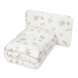 Babymatex Kołdra 135x100 poduszka 40x60 biała liście komplet do łóżeczka antyalergiczny dziecięcy