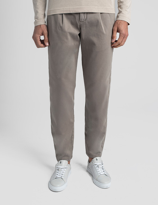 Męskie spodnie casual montieri greige comfort fit