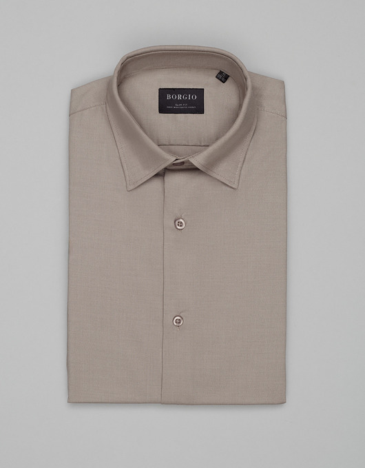Koszula modigliana 00537 długi rękaw beżowy slim fit