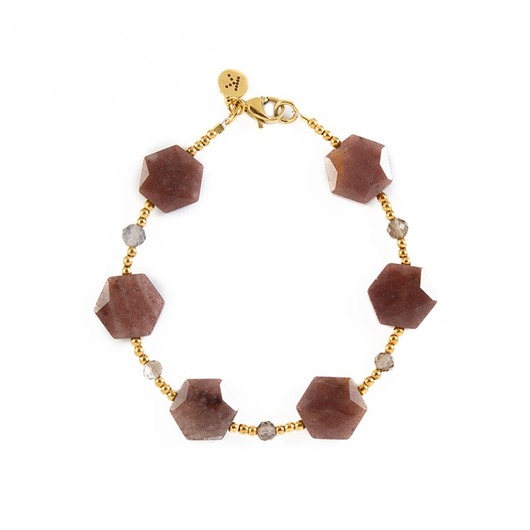 Bransoletka o wyjątkowym kształcie Awenturynu - Wersja Pozłacana