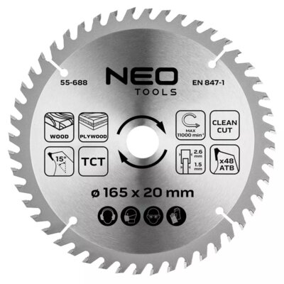 NEO TOOLS Tarcza do cięcia 55-688 165 mm