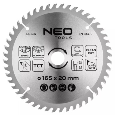 NEO TOOLS Tarcza do cięcia 55-687 165 mm