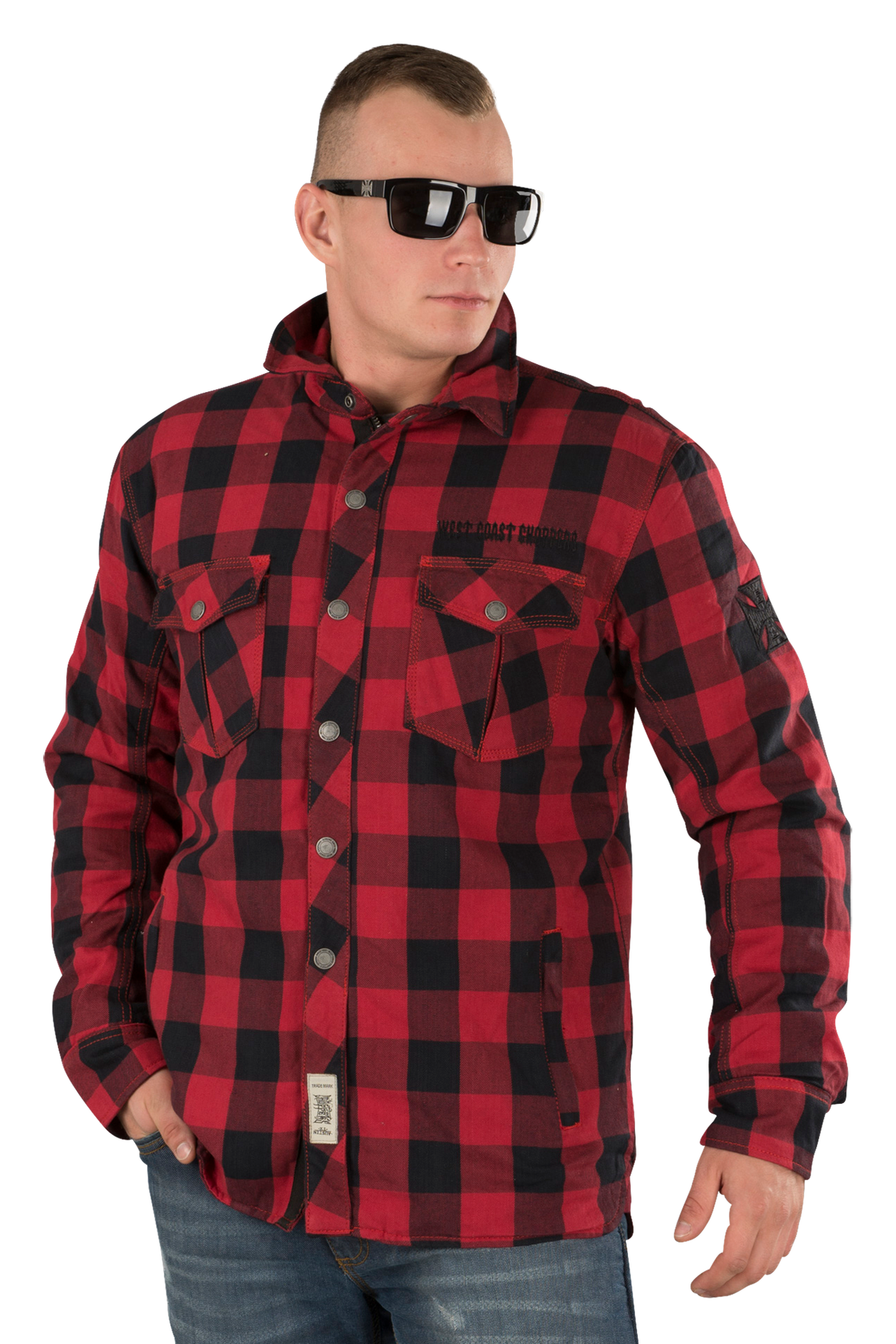 Koszula Motocyklowa West Coast Choppers Dominator Aramid Flanel Czerwony/CzarnyXL