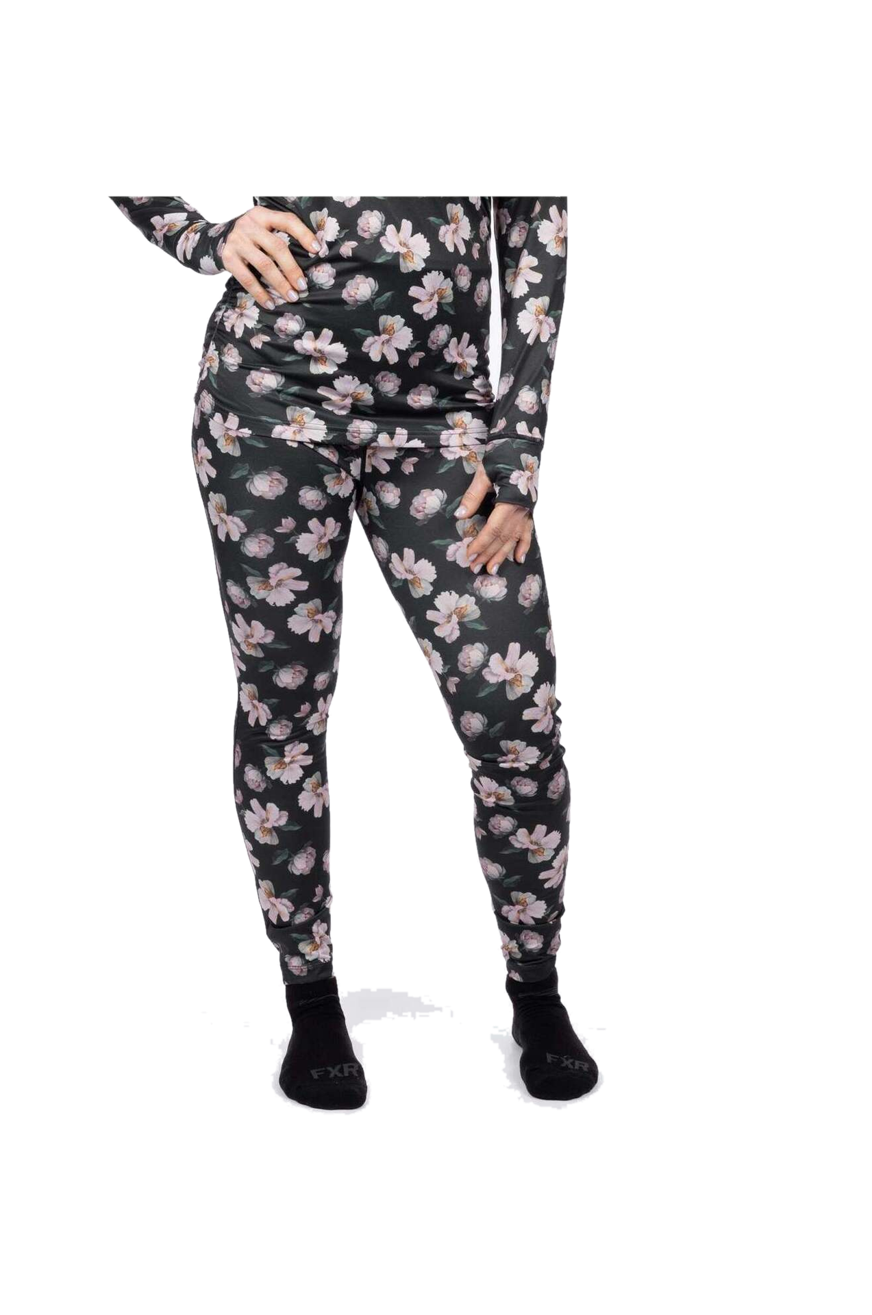 Spodnie Termoaktywne FXR Atmosphere Damskie Czarny kwiatowyL
