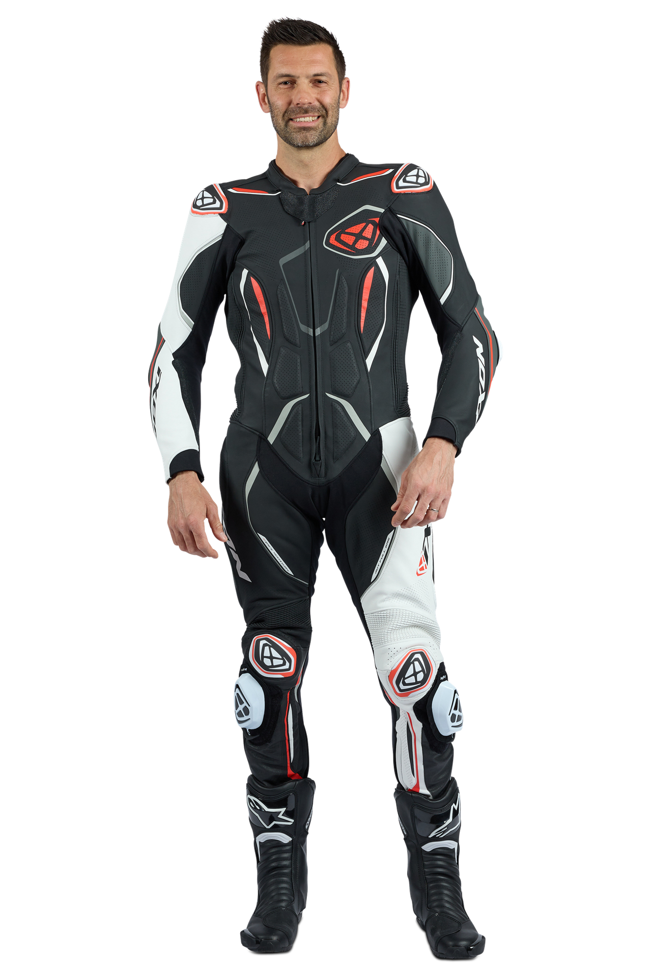 Kombinezon Skórzany Ixon Demonio Czarny/Złamany Biały/Czerwony3XL