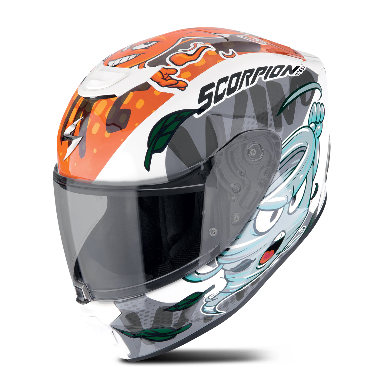 Kask Integralny Scorpion Scorpion EXO-JNR Dziecięcy Złamany Biały/Niebieski/PomarańczowyM