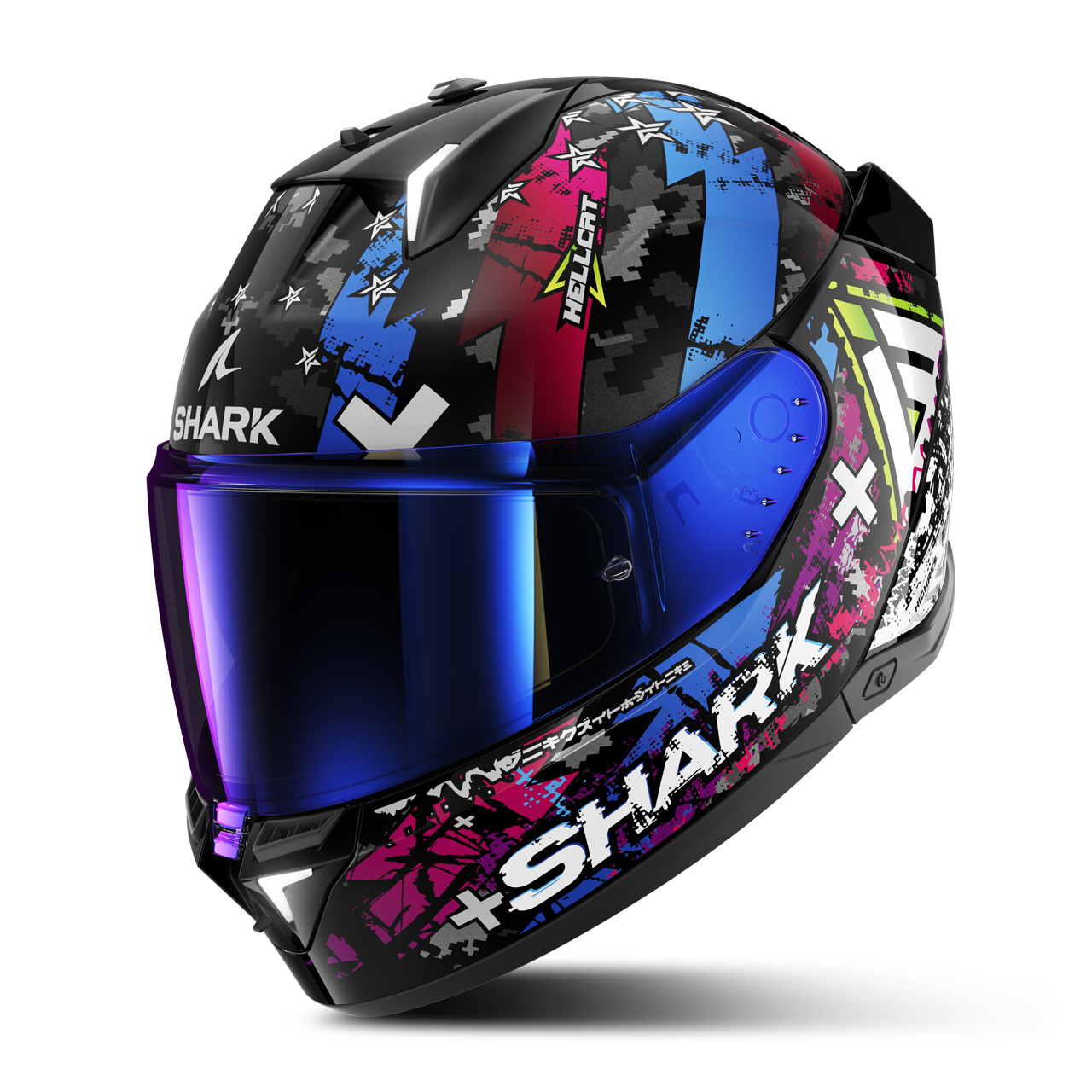 Kask Integralny Shark Skwal i3 Hellcat Czarny Chromowany/NiebieskiS