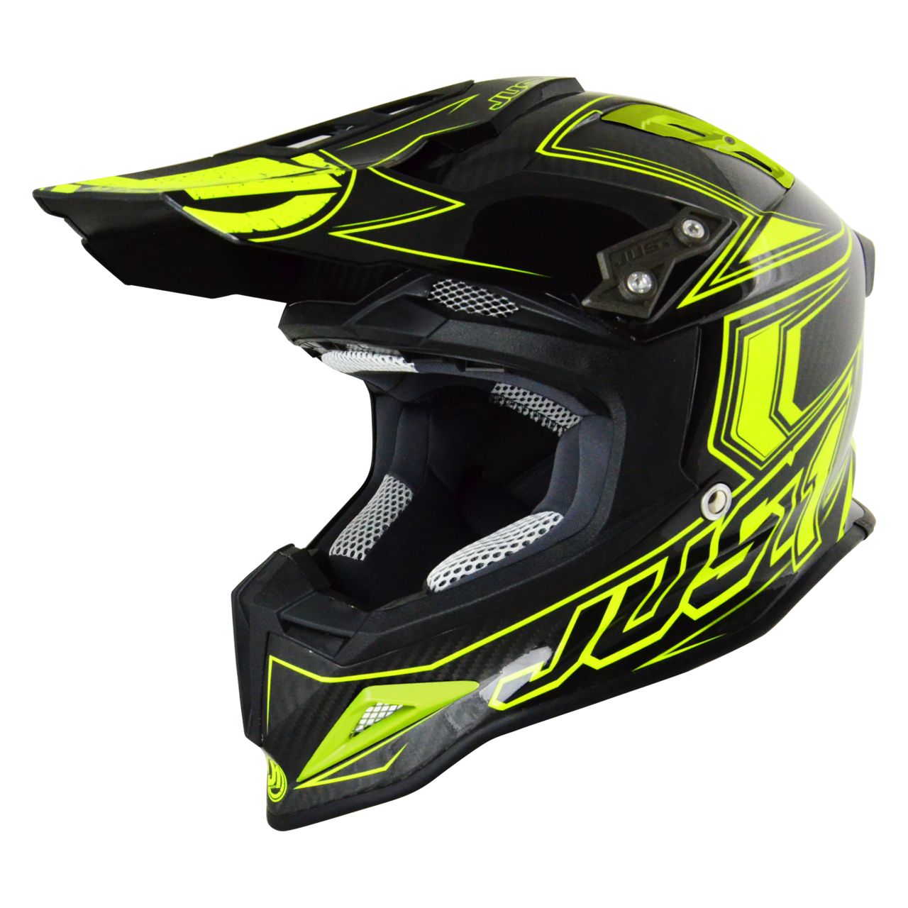 Kask Cross Just1 J12 Carbon Fluorescencyjny żółtyXS
