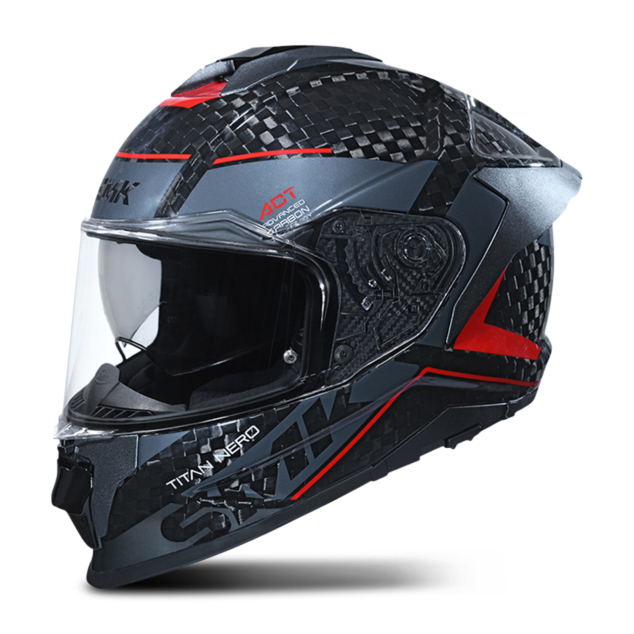 Kask Integralny SMK Titan Carbon Solid Szary/CzerwonyS
