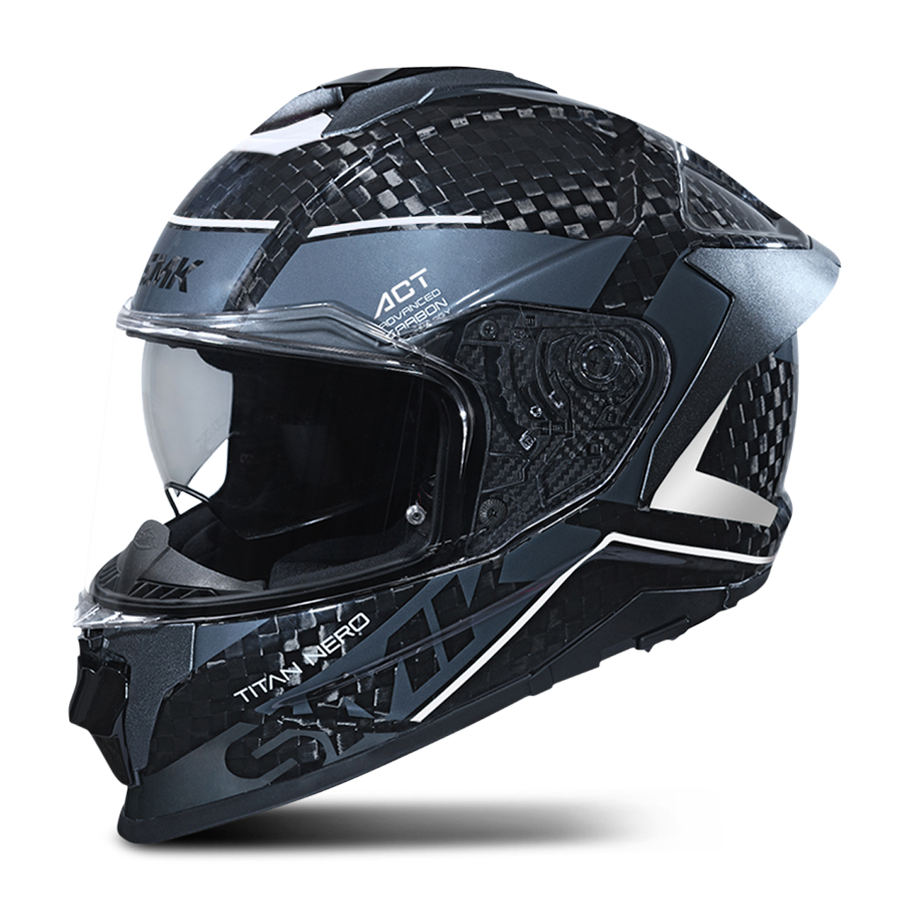 Kask Integralny SMK Titan Carbon Solid Szary/Złamany BiałyXS