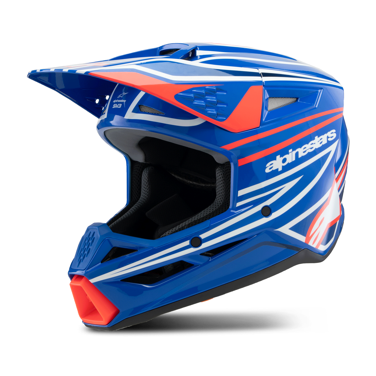 Kask Cross Alpinestars SM3 Wurx ECE06 Dziecięcy Niebieski/Czerwony/Złamany Biały/CzarnyL