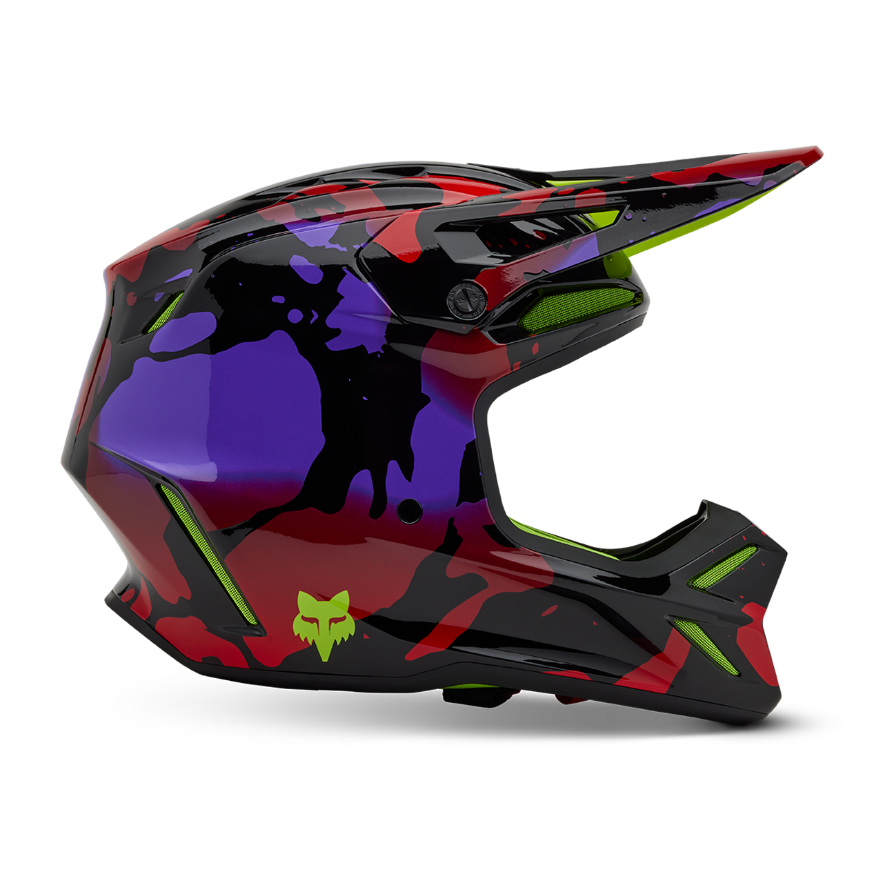Kask Cross FOX V3 Throttle Fluorescencyjny żółtyL