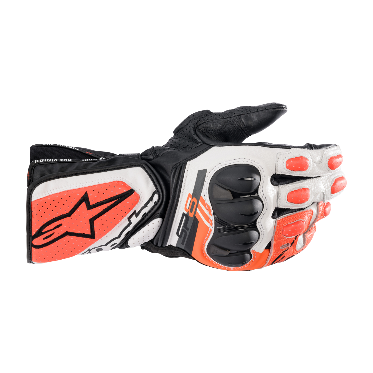 Rękawice motocyklowe Alpinestars SP-8 Air V3 Czarny/Złamany Biały/Fluorescencyjny CzerwonyM