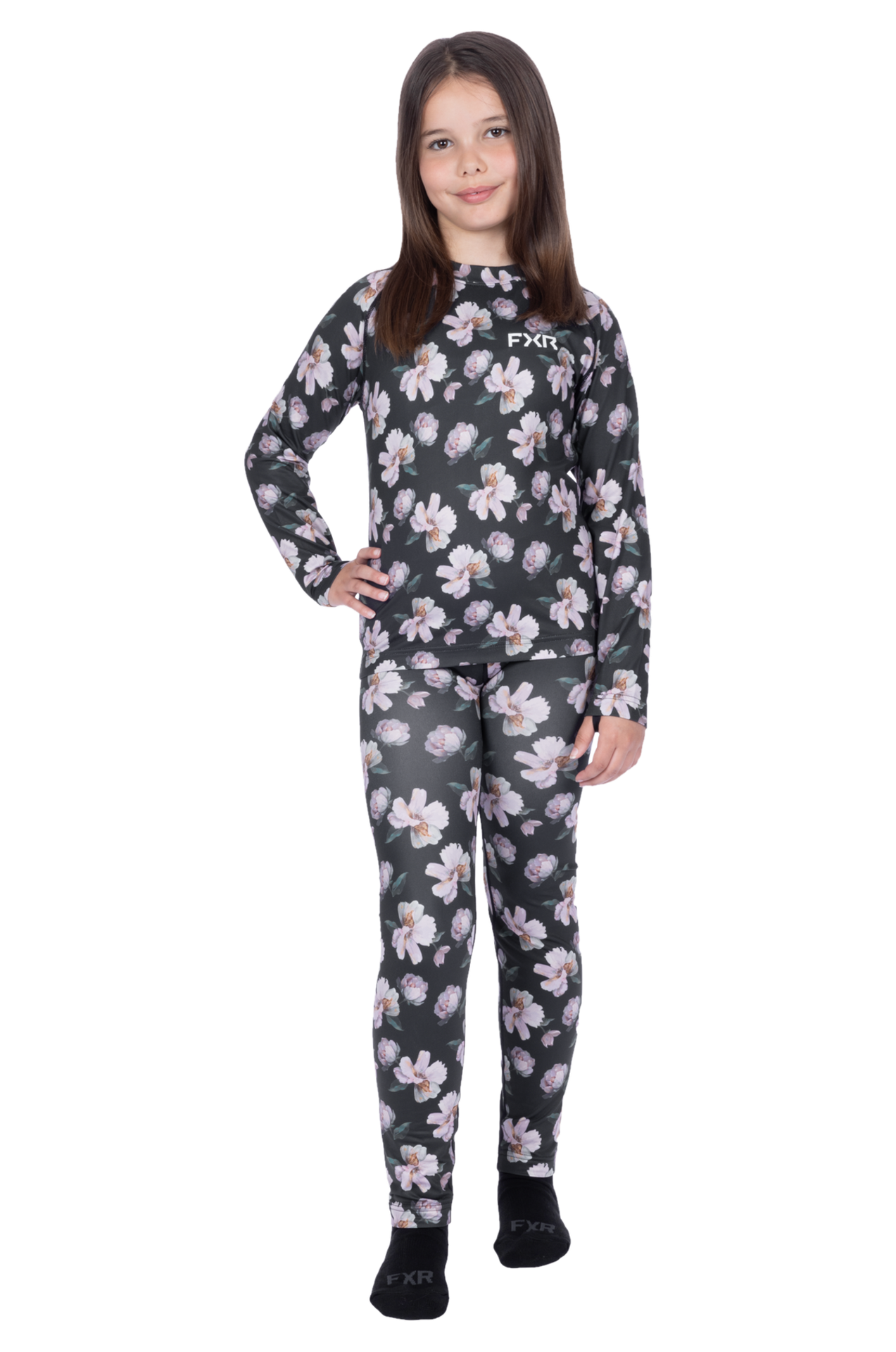 Młodzieżowy Komplet Warstwy Środkowej FXR Atmosphere 25 Czarny kwiatowyXL