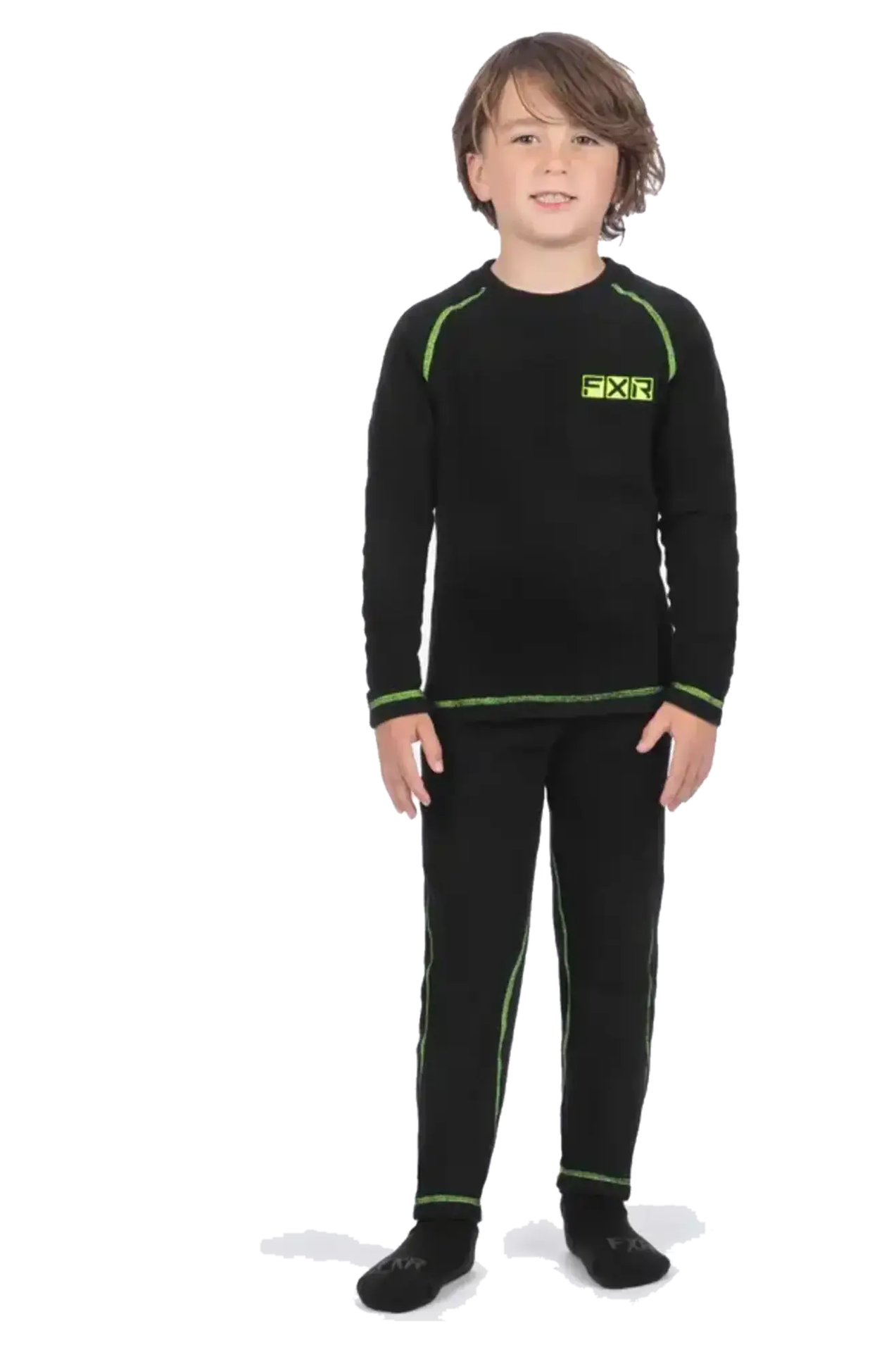 Komplet Midlayer FXR Pyro Thermal 21 Młodzieżowy Czarny/Hi-VisS
