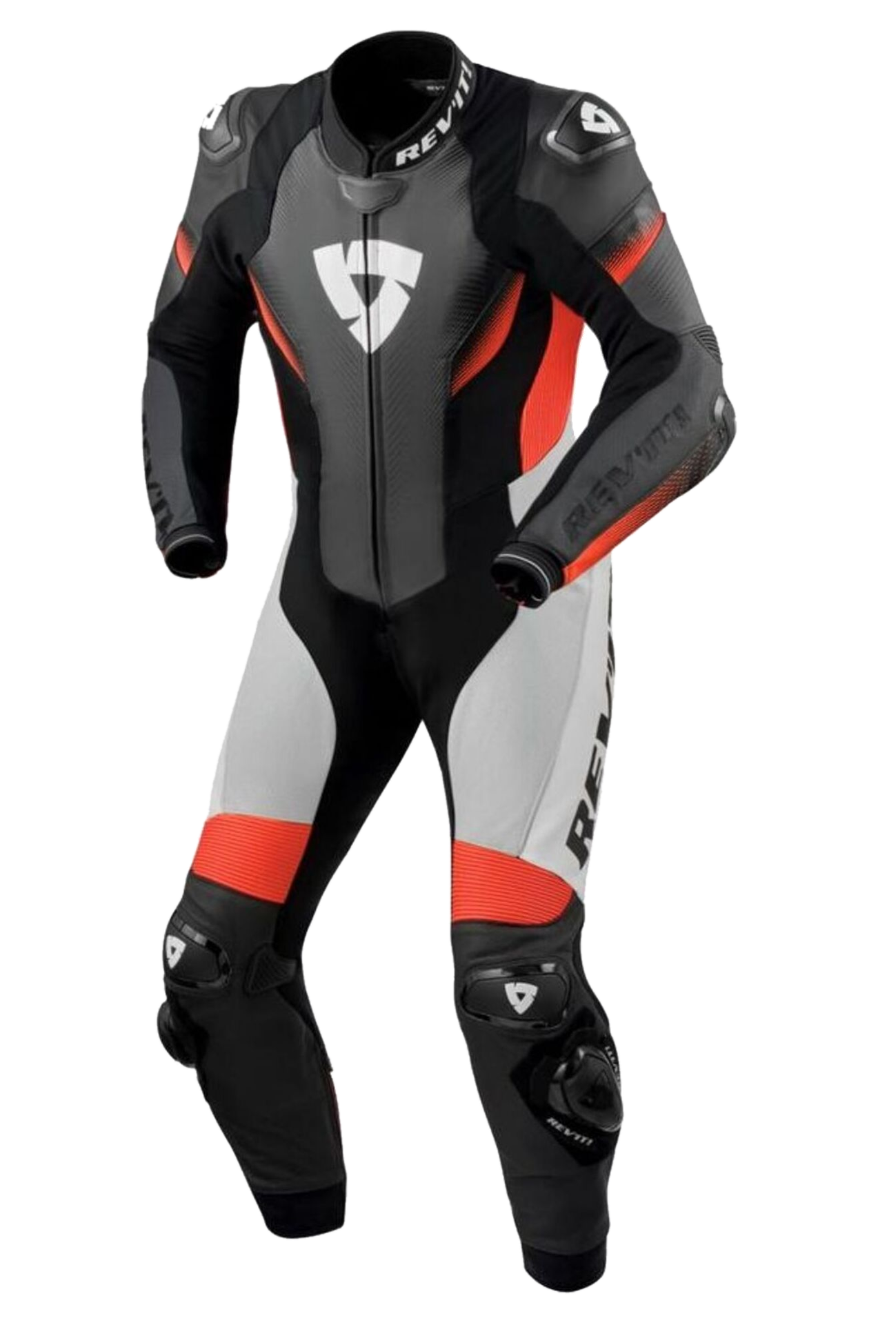 Kombinezon Skórzany Rev'It! Control Czarny/Neonowy Czerwony56