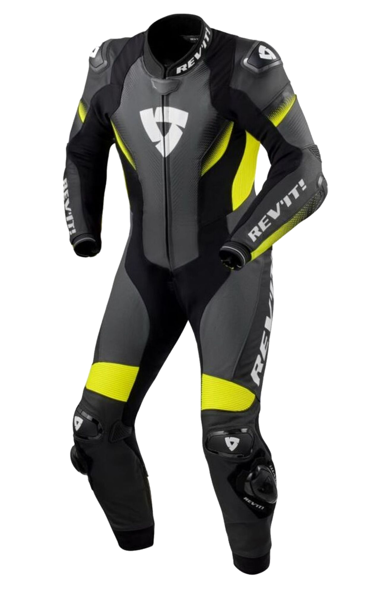 Kombinezon Skórzany Rev'It! Control Czarny/Neonowy Żółty52